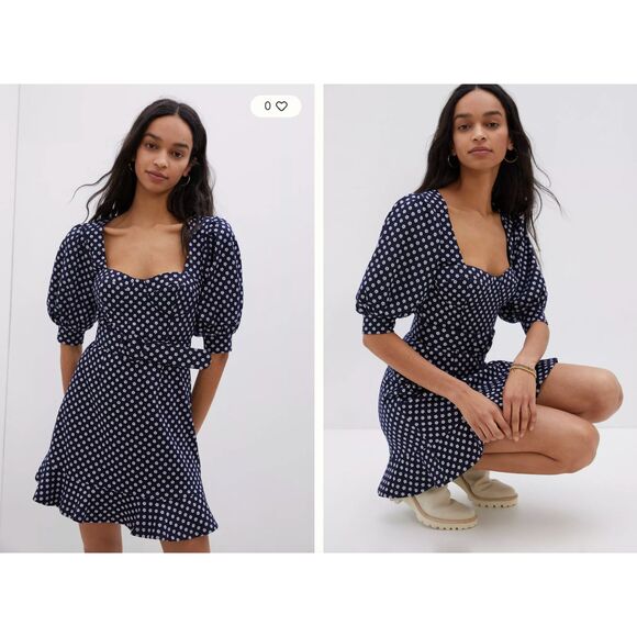 NWT Hutch Jenessa Polka Dot Mini Dress Mod Floral Navy Women's Size 6 - Picture 1 of 13